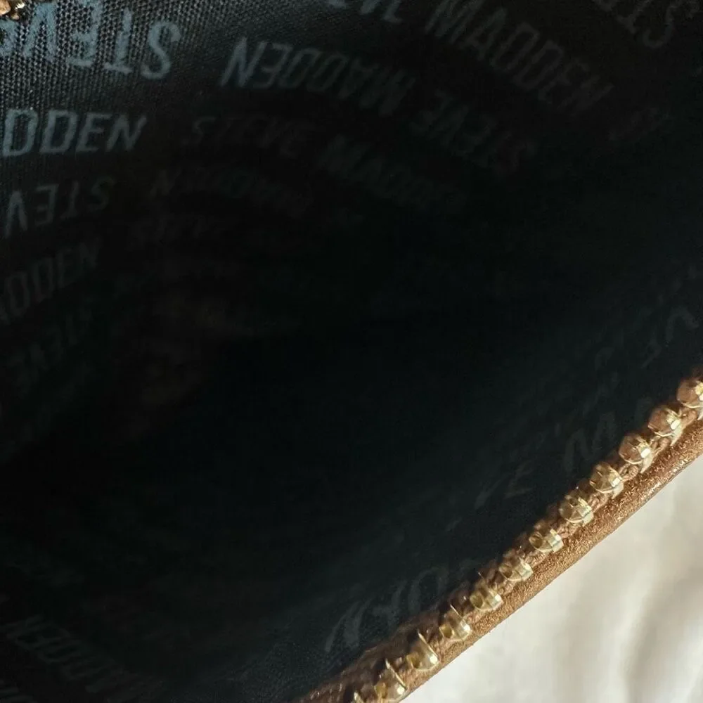 Steve Madden Flap Top Mini‎ Leather Backpack Caramel Brown Contemporary Travel